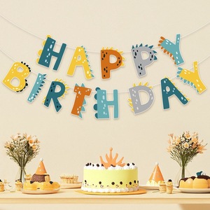 Pancarta de cumpleaños Xingyun, banderas triangulares coloridas, suministros decorativos para fiestas, para la celebración del primer cumpleaños de los niños - Product Image 3