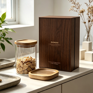 Frasco de Vidrio Alemán de Calidad Resistente al Calor para Almacenamiento de Alimentos con Tapa Redonda Cuadrada de Madera de Acacia, Recipiente Hermético para Cocina - Product Image 4