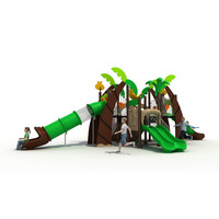 Équipement de terrain de jeu extérieur commercial en panneaux PE, centre de jeux pour enfants avec toboggan en plastique et maisonnette, fabricant sur mesure