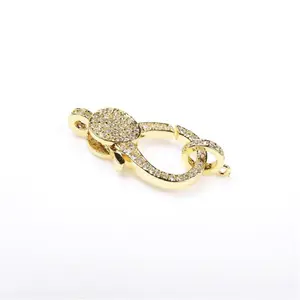 2021 Xueni wholesale trendy newest style 24K real gold plated pave diamond zirconia heart lobster clasp for DIY jewelry