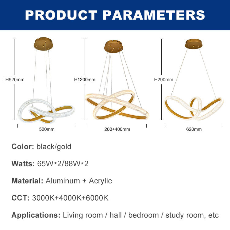 Modern Golden Aluminum LED Chandelier 65W Eye Care Pendant Light for Bedroom · image 2