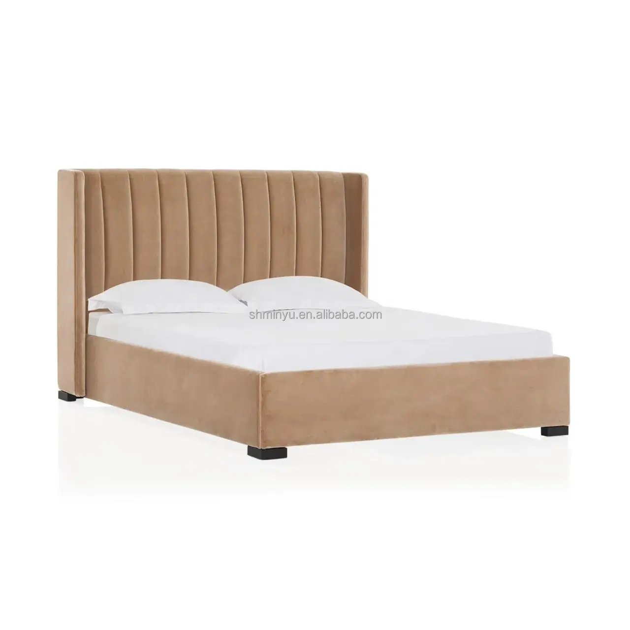 モダンなベッドルーム家具布張りベッドベルベット素材スマートベッド