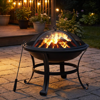 Table de foyer extérieur moderne au charbon de bois en acier Corten thermolaqué, portable et autoportante pour patio, jardin, camping et fêtes