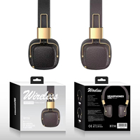 Audífonos Inalámbricos Bluetooth 5.0 con Almohadillas de Cuero Estilo Retro, Reducción de Ruido y Bajos Profundos