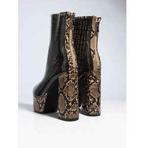 2025 arrivi moda signora nera serpente stivaletti con plateau tacco grosso da donna - Product Image 5