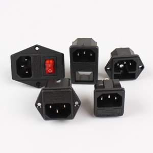 C14 AC macho montaje en panel 110V-250V conector de toma de corriente CA con fusible e interruptor basculante conector hembra para adaptador de CA - Product Image 2