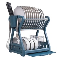Égouttoir à Vaisselle et Couverts Double Couche Populaire Gloway pour Évier, Rangement de Cuisine en Plastique, Organisateur avec Porte-Ustensiles