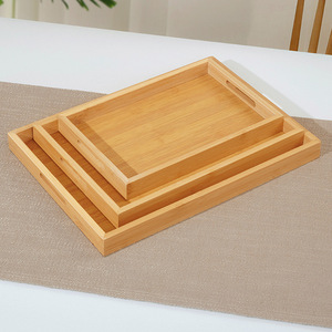Bamboo Wooden Rectangular Serving <b>Tray</b> With Handle For <b>Tea</b> Home Hotel Restaurant Use - Product Image 4