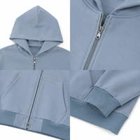 Sweat à Capuche Zippé Personnalisé Luxe Uni 600 g/m² Vierge Épais Lourd Molleton Coton 100% Coupe Courte Double Fermeture Éclair