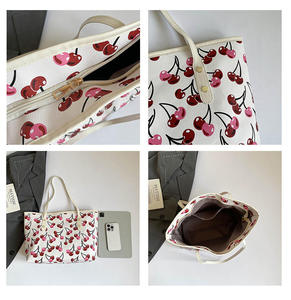 Borsa Tote Grande Capacità in PU Impermeabile Cherry Design 2026 da Donna, per Studentesse Universitarie e Pendolari, a Spalla Singola o a Mano - Product Image 2