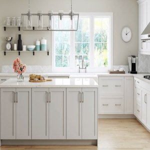 Isola Cucina <span class=keywords><strong>Economica</strong></span> Bianca Stile Shaker, Pacchetto Completo di Mobili con Top in Pietra per Cucina in Stile Country - Product Image 1