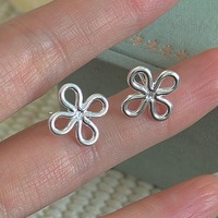 Ada Schmuck S925 Sterling Silber Pendientes De Joyeria Fina Koreanische Trendige Modische Damen Einfache Blumen-Ohrstecker