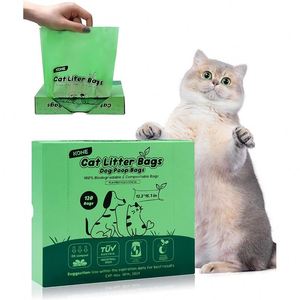 Custom Biodegradable <b>Cat</b> Litter Liners Poop Drawstring Bags Pet Waste Disposal Litter <b>Boxes</b> <b>Cat</b> Shovel Garbage Bag with Handle - Product Image 1