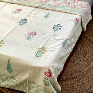 Manta Dohar de Algodón Suave Hecha a Mano con Estampado Multicolor, Estampado a Mano con Bloques, Estilo Boho Jaipuri, Doble Dohar para Uso en Hoteles y Hogares - Product Image 1