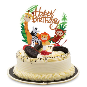 Décoration de gâteau en acrylique à thème Animal de la <span class=keywords><strong>Jungle</strong></span>, dessin animé mignon, joyeux anniversaire pour bébé, premier anniversaire, fête prénatale, PQA017 - Product Image 1