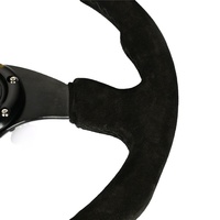 Volant de direction en cuir suédé de luxe à 3 branches avec support en aluminium mico 350 mm