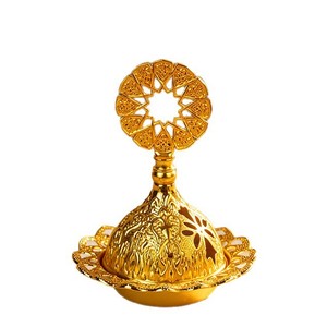 Brûleur d'encens en métal doré creux fait main en forme de dôme, artisanat métallique, décoration d'intérieur, ornement, style Moyen-Orient arabe - Product Image 6