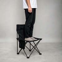 Tabouret de camping pliable portable de taille moyenne, structure en acier robuste, tabouret de pique-nique de jardin rembourré, mobilier d'extérieur pour la pêche et le barbecue