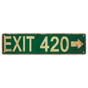 Retro Decor 10x40cm Street Tin Plate Vintage Metal Sign Stoner 420 Accessories Plaque for Room Decor