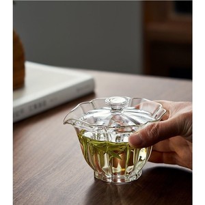 Service à thé en verre Gaiwan avec couvercle et infuseur pour cérémonie du thé vert, forme irrégulière, fond épais, haut de gamme - Product Image 4