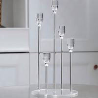 Candélabre de mariage moderne à 5 bras en acrylique transparent, durable