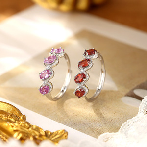 9 bagues en argent 925 de haute qualité avec pierres précieuses ovales de 3*5mm, ajustables, pierres naturelles, bijoux de soirée pour femmes - Product Image 2