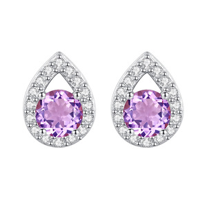9 boucles d'oreilles tendance en argent sterling 925, forme goutte d'eau, pierre naturelle ronde de 4 mm, bijoux minimalistes pour femmes - Product Image 1