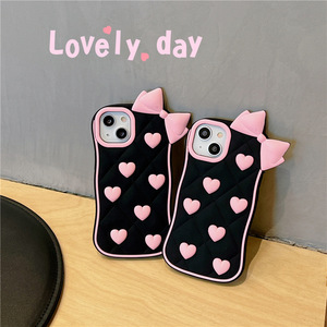 Bowknot nero a forma di cuore per iPhone 15 16 Pro custodia per telefono Max, così come una custodia protettiva in Silicone - Product Image 6