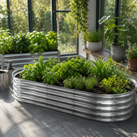 Kit de Jardinière Ovale Extérieure en Métal Ondulé en Alliage d'Aluminium Thermolaqué pour Légumes, Fleurs et Herbes – Vente en Gros