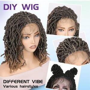Perruque Premium Full Lace Dreadlock Synthétique Bouclée Fausses Locks Sans Colle Tresses Légères Ignifuges Bonnet en Maille Élastique - Product Image 5
