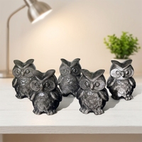 Artisanat en Cristal Naturel : Hibou en Obsidienne de 5 cm, Sculpture Animale en Pierre Précieuse, Oiseau en Obsidienne Argentée pour Décoration Intérieure