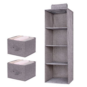 Bolsa de Almacenamiento de Artículos Diversos de Lino y Algodón Artificial, Estantes de Almacenamiento Colgantes Plegables de 3/4/5 Niveles, Organizador de Armario Colgante - Product Image 1