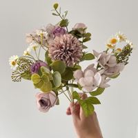 Buket Bunga Sutra Buatan Mawar Krisan Hydrangea Chamomile Tahan Air Dekorasi Rumah Pernikahan Alat Peraga Fotografi