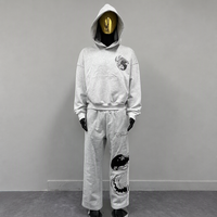 Ensemble de survêtement streetwear 2 pièces pour homme, imprimé graphique et brodé, style décontracté, motif méduse et léopard, comprenant un sweat à capuche court et un pantalon de survêtement à jambe large