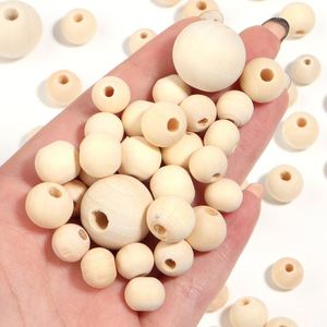 Perles en bois naturel pour la décoration intérieure, fournitures de perles en bois en vrac pour l'artisanat DIY - Product Image 4