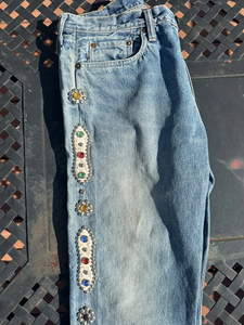 Celana <span class=keywords><strong>Jeans</strong></span> Denim pria Pudar celana Jin berlian imitasi kancing <span class=keywords><strong>Jeans</strong></span> Pria pakaian jalanan kustom batu permata bertatahkan <span class=keywords><strong>Jeans</strong></span> biru pria - Product Image 6