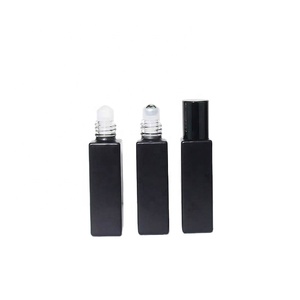 Stock Glass Roll on <b>Bottle</b> <b>10ml</b> Black Frosted Massage Oil Perfume Package Glass Roller <b>Bottles</b> for Essential Oils - Product Image 1