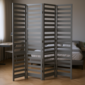 Divisor de Habitaciones Plegable Moderno de 4 Paneles, Madera Translúcida, Diseño Elegante para Dormitorio, Oficina, Decoración de Espacios - Product Image 2