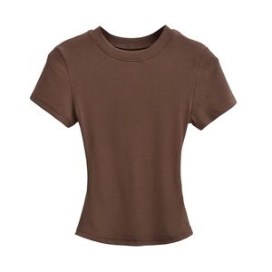 Ohsisa 2025 T Áo Sơ Mi Nhà Sản Xuất Kinh Điển Cơ Bản Rộng Dây Đeo Crew Cổ Ngắn Tay Áo Thường Xuyên Xương Sườn Co Giãn Phụ Nữ T Áo Sơ Mi - Product Image 6