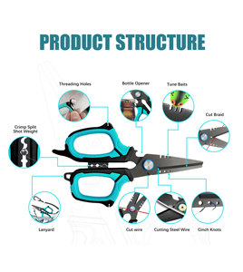 Ciseaux <span class=keywords><strong>de</strong></span> pêche multifonctionnels <span class=keywords><strong>de</strong></span> 5 pouces avec lames dentelées et coupe-fil latéral pour couper les lignes tressées - Product Image 6