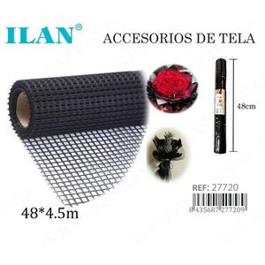 Tessuto in tulle nero a griglia 48cm x 4,5m per accessori e composizioni floreali - Product Image 1