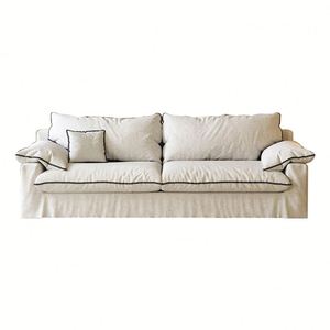 Sofá Moderno y Sencillo de Tela de Algodón y Lino, Sofá Suave Tipo Nube para el Hogar, Desmontable y Lavable, Sofá de Tres Plazas Personalizable - Product Image 1