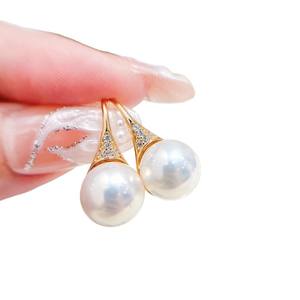 22658DIY <b>Pearl</b> Accessories S925 <b>Silver</b> Earnail Empty Tray with 10-13mm Round Beads Fashion Earhook for <b>Earrings</b> - Product Image 5