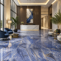 Dalle de porcelaine Artistic Dream Jewel Blue Sintered Stone 1600x3200mm, texture marbre bleu exotique, pour mur d'accentuation intérieur de luxe
