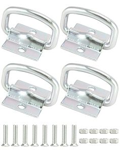 Nouveau lot de 4 anneaux en <span class=keywords><strong>D</strong></span> robustes, attaches <span class=keywords><strong>d</strong></span>'ancrage en acier galvanisé, anneaux de fixation pour cargaison, vis de montage, charge maximale de 3500 lb - Product Image 4