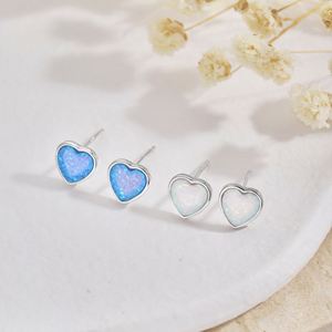 Dylam New Design Charm Jewelry 925 Sterling Silver Heart Shape 5A Zirconia Synthetic <b>Opals</b> Gemstone <b>Stud</b> <b>Earrings</b> for Women - Product Image 2