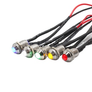 6mm Waterproof IP67 LED Metal Warning Indicator Light Signal Lamp Pilot + wire 3V 5V 6V 12V 24V 110V 220v Red Yellow Blue