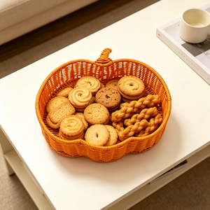 ตะกร้าหวายขนาดเล็กสไตล์โบโฮสำหรับตกแต่งฮาโลวีน ถาดหวายอเนกประสงค์สำหรับจัดเก็บในครัวและเสิร์ฟขนม - Product Image 6