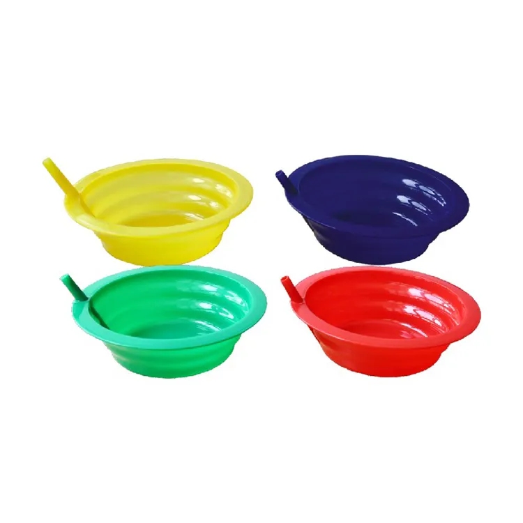 Solid Color Ripple Children Custom Logo Cereal Plastic Pp Food Mix Soup 650ml Plastic Bowl With Straw