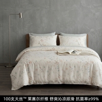 Parure de lit 4 pièces 100 % Lyocell, drap-housse et housse de couette en satin 60S soyeux et rafraîchissant, couleur unie pour chambre à coucher